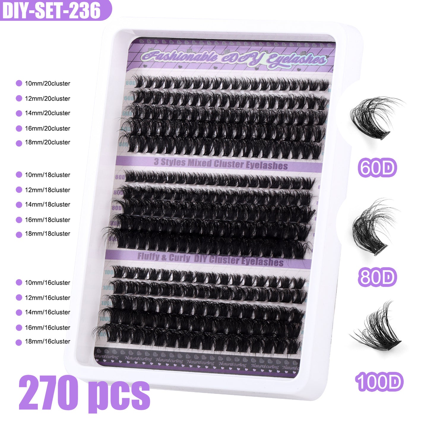 🔥Hot-selling DIY💝270pcs large capacity mixed false eyelashes