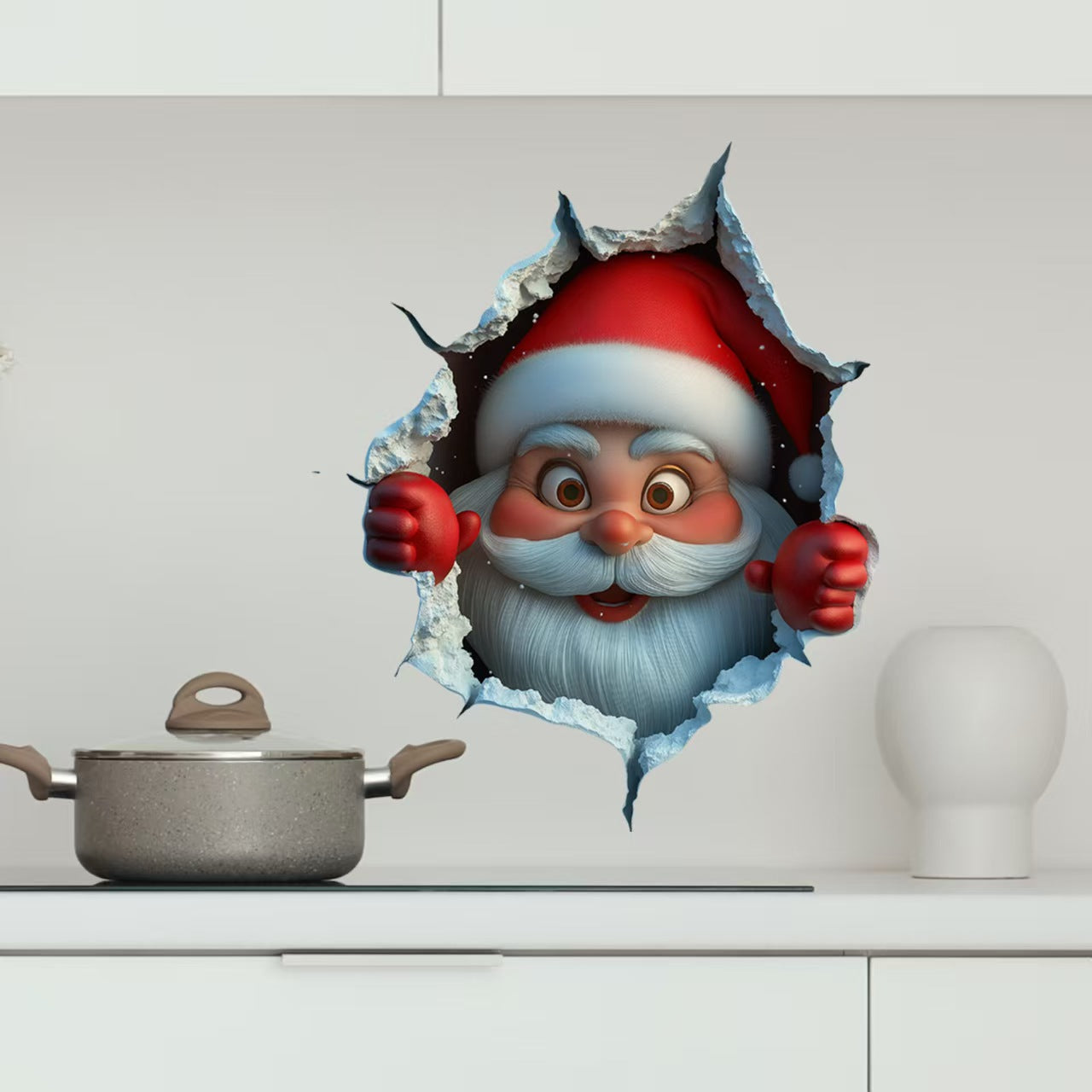 "Santa's Breaking In!" Christmas Wall Sticker 🎅 Funny Holiday Decor for Home 🎄