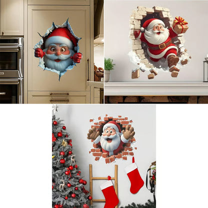 "Santa's Breaking In!" Christmas Wall Sticker 🎅 Funny Holiday Decor for Home 🎄