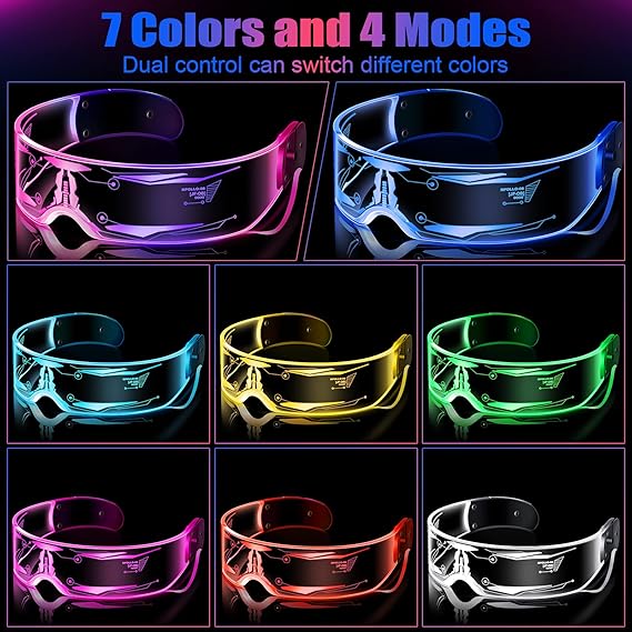 🔥2025 Hot Sale!! 🔥Celebrity-Style Punk Light-Up Glasses🌟
