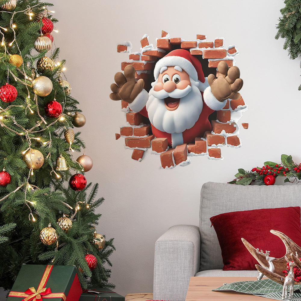 "Santa's Breaking In!" Christmas Wall Sticker 🎅 Funny Holiday Decor for Home 🎄
