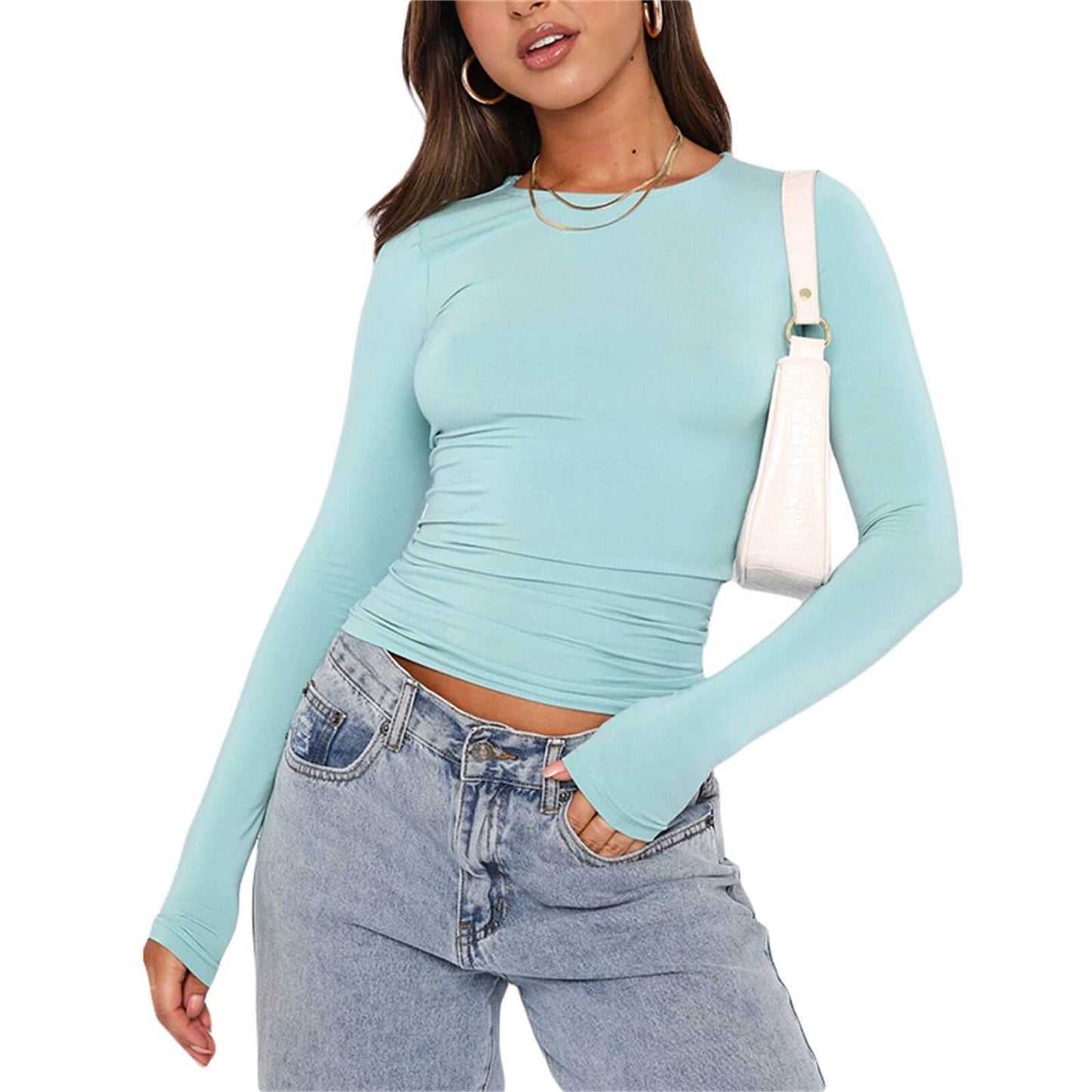 Women¡¯s Basic Slim Open Navel T-shirt