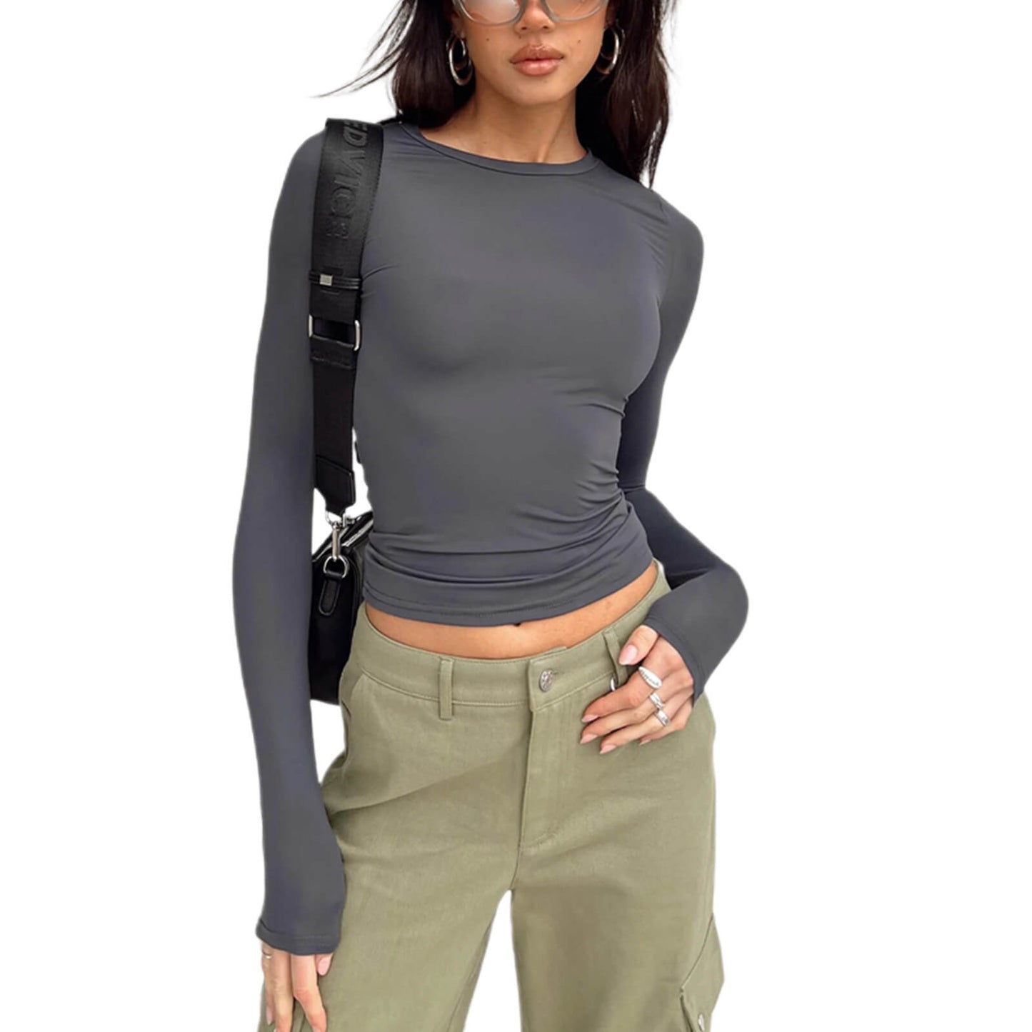 Women¡¯s Basic Slim Open Navel T-shirt